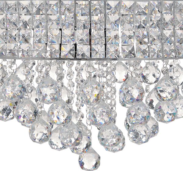 Luster strieborný železný chrómovaný povrch závesná lampa s kryštálikmi glamour štýl obývacia izba jedáleň