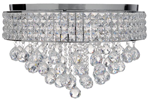 Luster strieborný železný chrómovaný povrch závesná lampa s kryštálikmi glamour štýl obývacia izba jedáleň