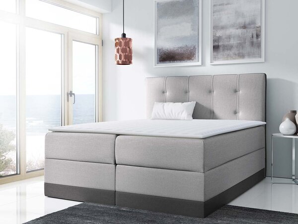 Boxspringová jednolôžková posteľ 120x200 SANDIA - šedá + topper ZDARMA
