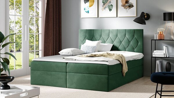 Americká dvojlôžková posteľ 200x200 SENSE 1 - zelená + topper ZDARMA