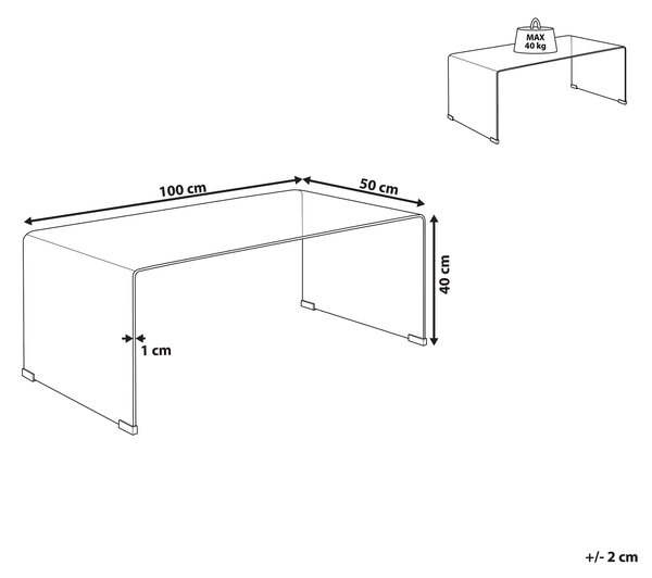 Konferenčný stolík hnedý priehľadné tvrdené sklo 100 x 50 cm minimalistický obdĺžnikový moderný