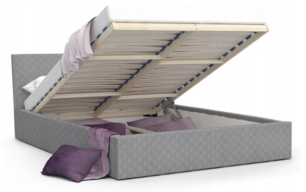 Luxusná manželská posteľ VEGAS 1 šedá 140x200 z eko kože s dreveným roštom
