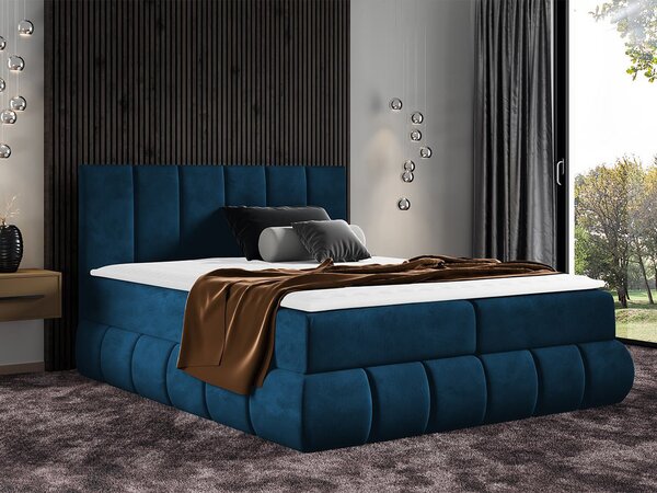 Boxspringová dvojlôžková posteľ 160x200 VERDA - modrá + topper ZDARMA