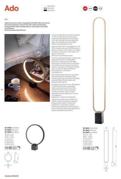 Redo 01-3061 - LED Stmievateľná stojacia lampa ADO LED/24W/230V biela