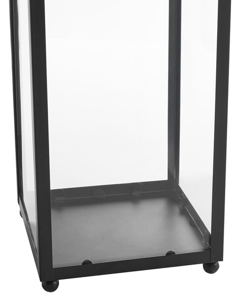 Lampáš čierny kovový 41 cm minimalistický svietnik industriálny dizajn dekorácie doplnky