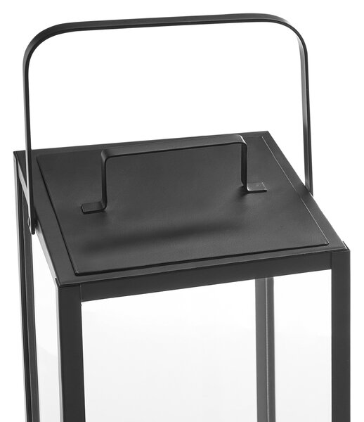 Lampáš čierny kovový 41 cm minimalistický svietnik industriálny dizajn dekorácie doplnky