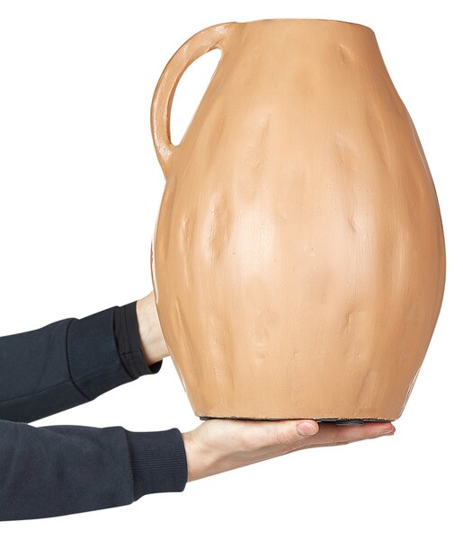 Dekoratívna váza béžová terakota 40 cm ručná výroba klasický dizajn dekorácie doplnky obývacia izba