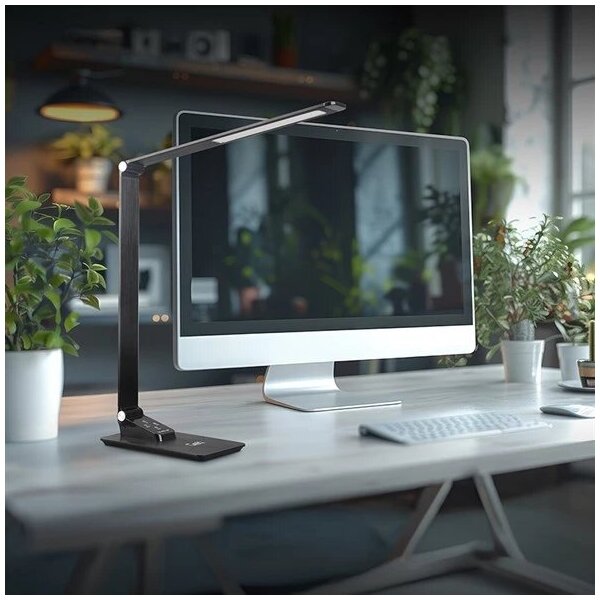 LED Stmievateľná stolná lampa s USB LED/7W/230V 3000K/4000K/5500K čierna