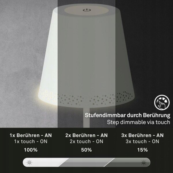 Briloner 1438016 - LED Stm. dotyková stojacia lampa LED/3,5W/5V 3000K 130 cm biela