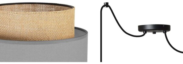 Závesné svietidlo Boho Spider, 2x jutové/sivé textilné tienidlo
