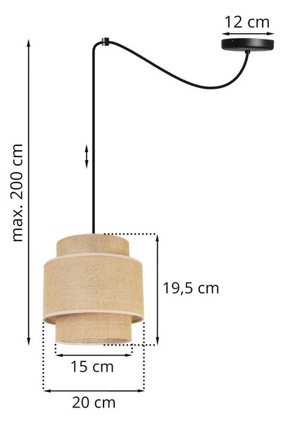 Závesné svietidlo Boho Spider, 1x jutové tienidlo, (výber z 2 farieb konštrukcie)
