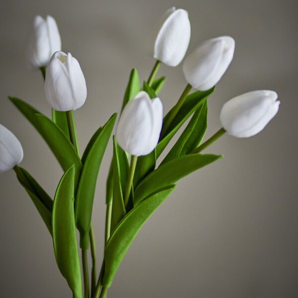 Umělá kytice Tulip Bouquet White 32 cm