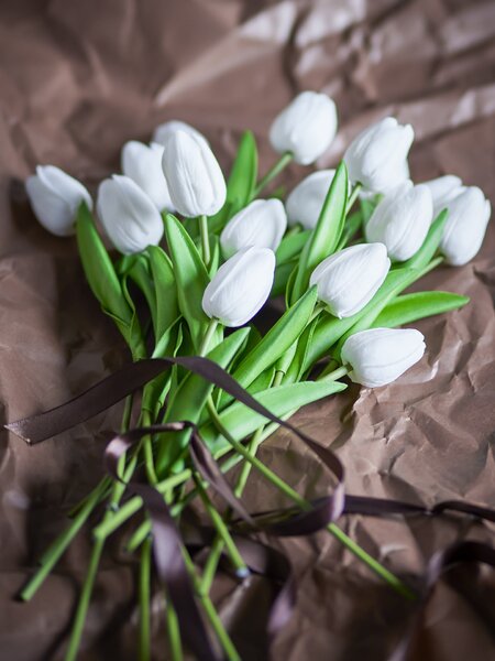 Umělá kytice Tulip Bouquet White 32 cm