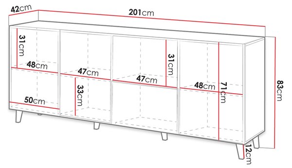 Dizajnová komoda s dvierkami HAER 2 - antracitová