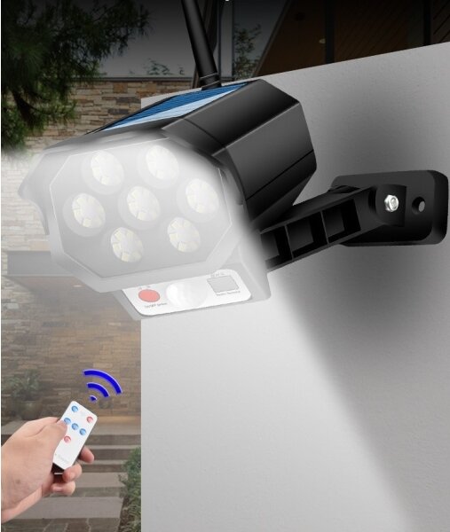 LED maketa bezpečnostnej kamery so senzorom LED/5W/5,5V IP65 + diaľkový ovládač