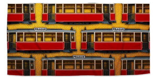Sablio Uterák Pražské historické električky Žltý Pattern - 30x50 cm
