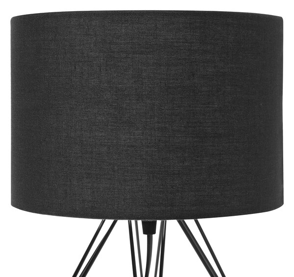 Stolná lampa čierne tienidlo čierny kovový podstavec v tvare klietky industriálny štýl