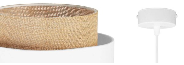 Závesné svietidlo Boho, 1x jutové/biele textilné tienidlo