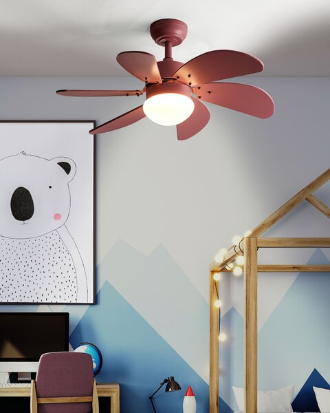 Stropný ventilátor s LED svetlom ružový syntetický materiál preglejka s diaľkovým ovládaním moderný škandinávsky štýl obývacia izba