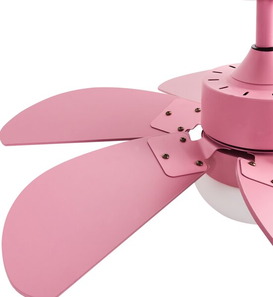 Stropný ventilátor s LED svetlom ružový syntetický materiál preglejka s diaľkovým ovládaním moderný škandinávsky štýl obývacia izba