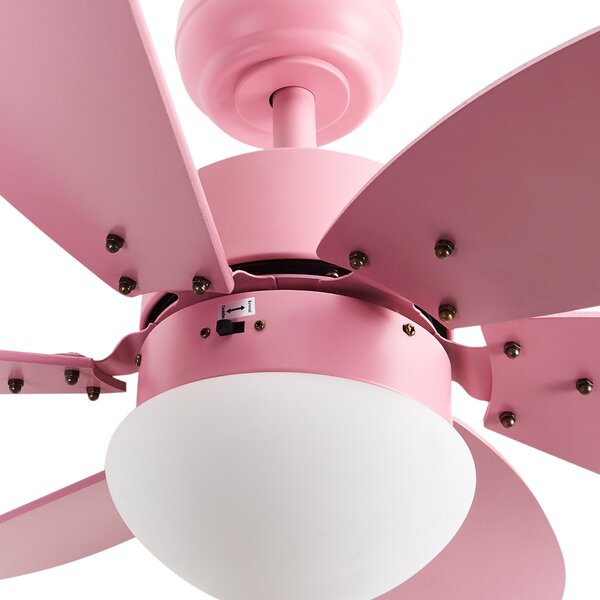 Stropný ventilátor s LED svetlom ružový syntetický materiál preglejka s diaľkovým ovládaním moderný škandinávsky štýl obývacia izba