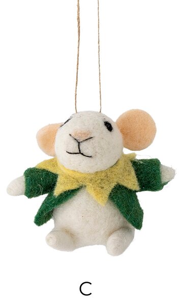 Plstená vianočná ozdoba Peo Mouse Green Wool E