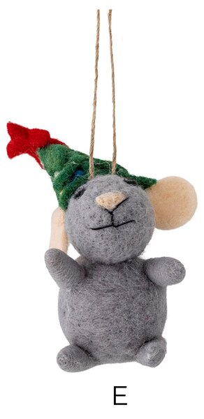 Plstená vianočná ozdoba Peo Mouse Green Wool E