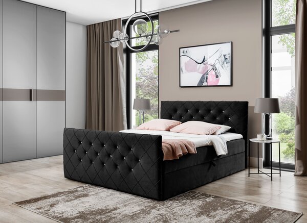 Boxspringová posteľ LENKA - 120x200, čierna + topper ZDARMA