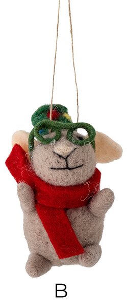 Plstená vianočná ozdoba Peo Mouse Green Wool E