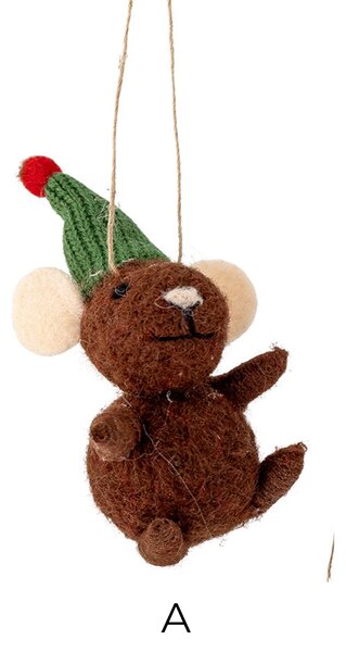 Plstená vianočná ozdoba Peo Mouse Green Wool E