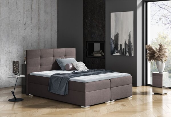 Boxspringová posteľ STELA - 200x200, hnedá + topper ZDARMA