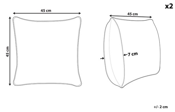 Sada 2 dekoratívnych vankúšov oranžová polyester 45 x 45 cm s vyšívaným vzorom snímateľné obliečky bytové doplnky obývacia izba