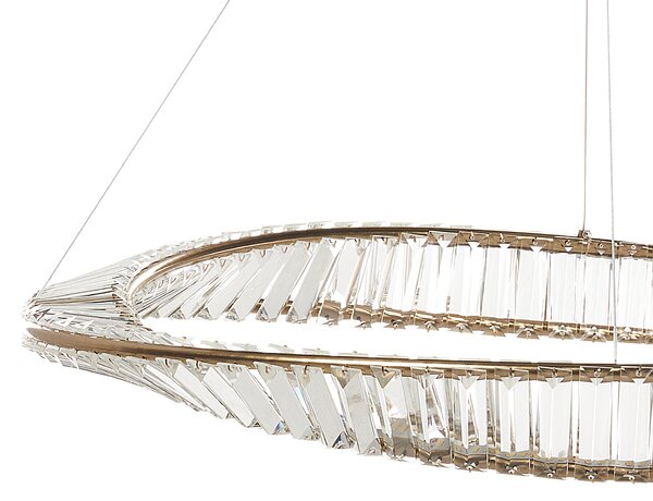 Luster zlatý železný závesná lampa s kryštálikmi LED osvetlenie glamour štýl obývacia izba jedáleň