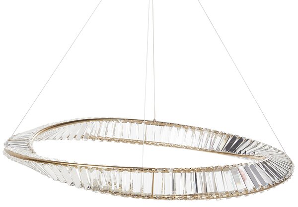 Luster zlatý železný závesná lampa s kryštálikmi LED osvetlenie glamour štýl obývacia izba jedáleň