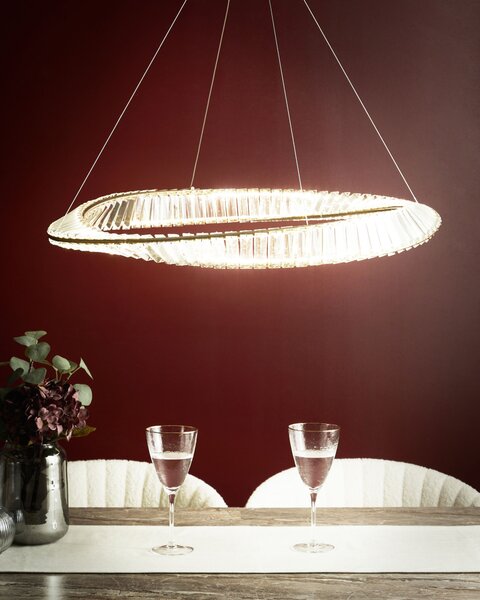Luster zlatý železný závesná lampa s kryštálikmi LED osvetlenie glamour štýl obývacia izba jedáleň
