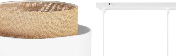 Závesné svietidlo Boho, 3x jutové/biele textilné tienidlo
