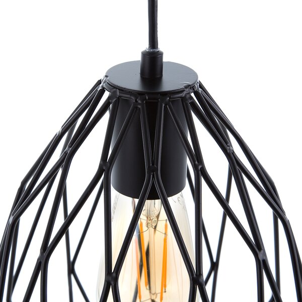 Závesná stropná lampa čierna s jedným svetlom drôtené klietkové tienidlo industriálny štýl