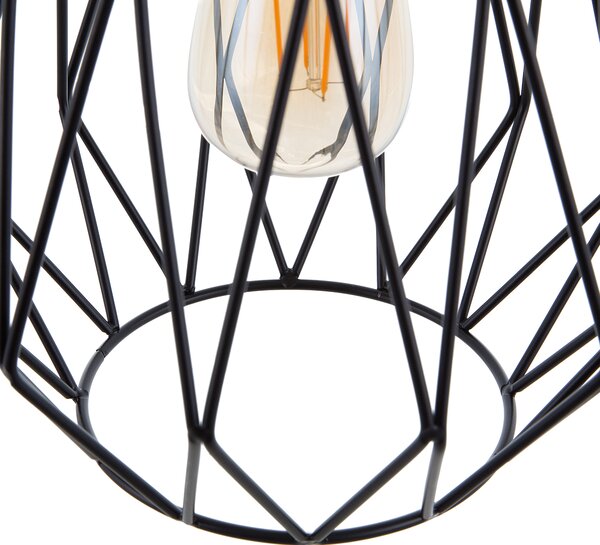 Závesná stropná lampa čierna s jedným svetlom drôtené klietkové tienidlo industriálny štýl