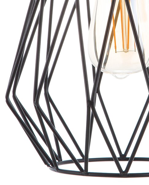 Závesná stropná lampa čierna s jedným svetlom drôtené klietkové tienidlo industriálny štýl