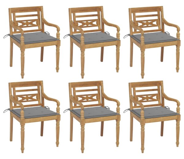Batavia stoličky s podložkami 6 ks tíkový masív