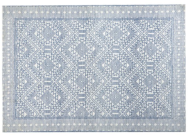 Koberec modrá a biela polyester 160 x 230 cm geometrický vzor jednofarebný moderný minimalistický štýle obývacia izba spálňa