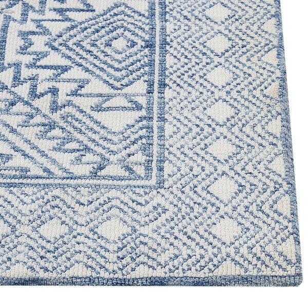 Koberec modrá a biela polyester 160 x 230 cm geometrický vzor jednofarebný moderný minimalistický štýle obývacia izba spálňa