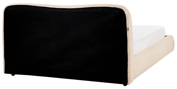 Posteľ s úložným priestorom béžová buklé čalúnenie 180 x 200 cm minimalistický moderný dizajn spálňa