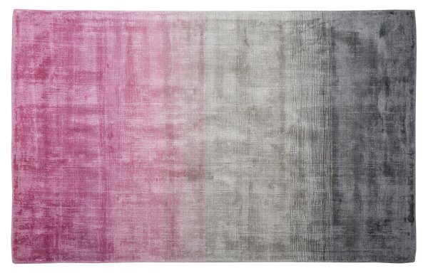 Koberec sivý a ružový viskózový 140 x 200 cm tieňovaný ombré efekt moderná obývacia izba