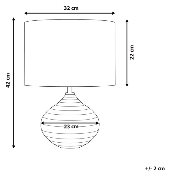 Stolná lampa strieborný keramický podstavec 42 cm látkové tienidlo moderný dizajn