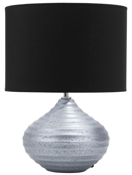 Stolná lampa strieborný keramický podstavec 42 cm látkové tienidlo moderný dizajn