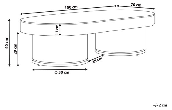Záhradný konferenčný stolík svetlé drevo ratan 150 x 70 cm moderný štýl exteriér