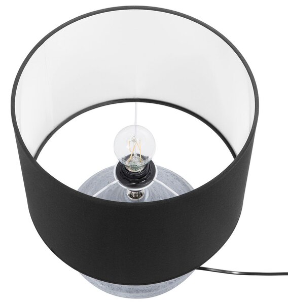 Stolná lampa strieborný keramický podstavec 42 cm látkové tienidlo moderný dizajn