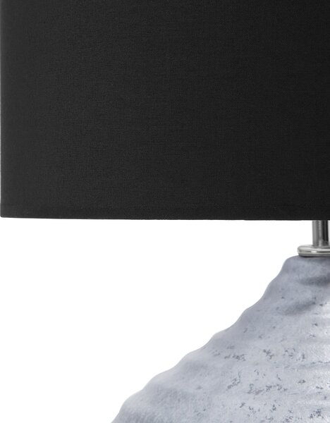 Stolná lampa strieborný keramický podstavec 42 cm látkové tienidlo moderný dizajn