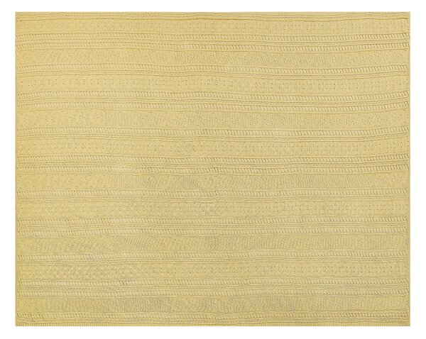 Prikrývka na posteľ žltá bavlnená pletená 150 x 200 cm klasický dizajn ozdobná deka do spálne